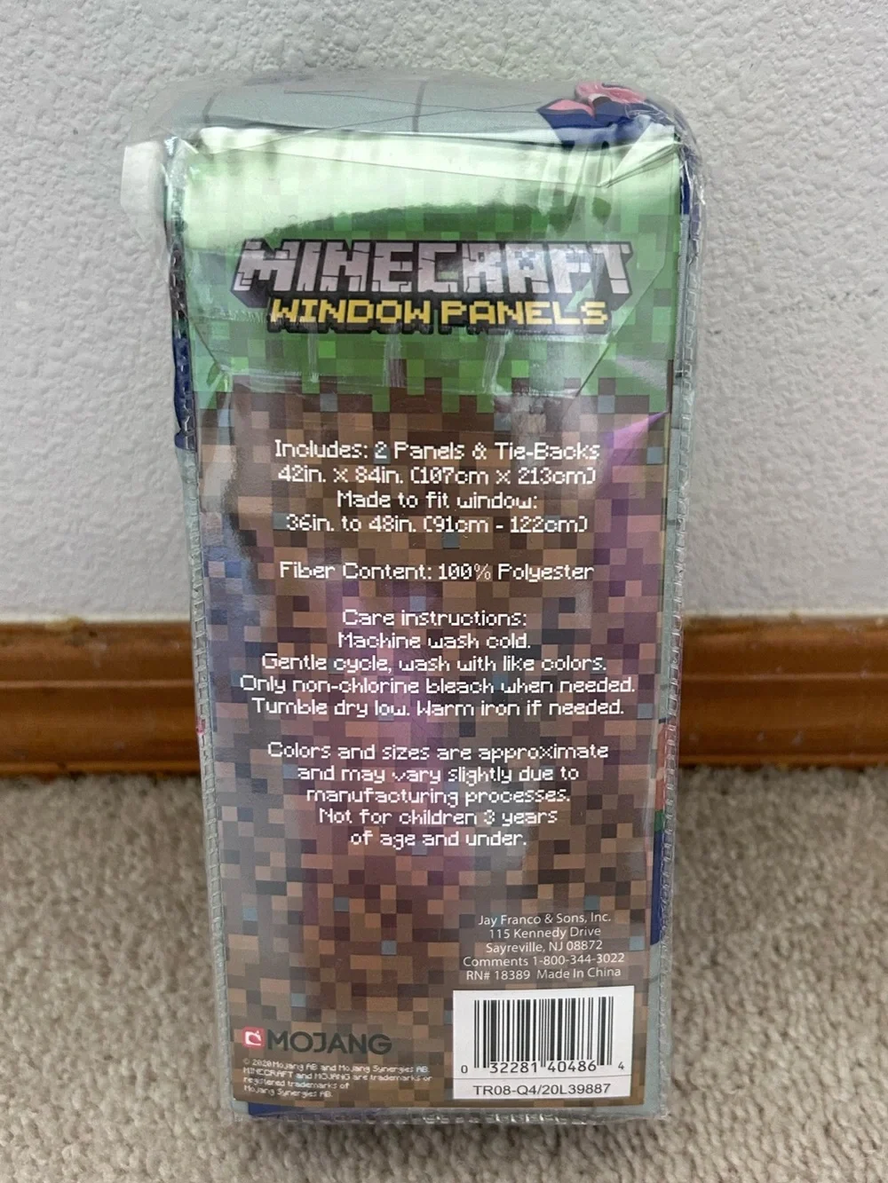 Jay Franco Minecraft Genda Iso Animals Window Panels & Tie-Backs Set 42”X84” New